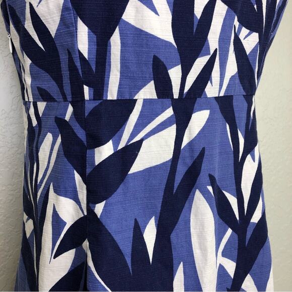 Boden blue and white leaf print sleeveless sheath dress size 8 Petite - Picture 8 of 14